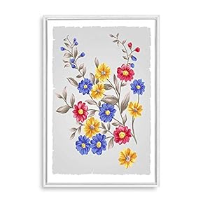 signwin Framed Canvas Wall Art Simple Colorful Flowers...