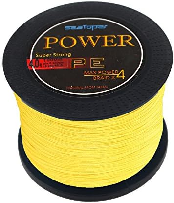 Seatoper Super Strong PE Braid Fishing Line 1000M (1094 Yards) Advanced Superline Yellow (60LB, 0.400mm)