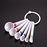 Measuring Spoons by Mikey Store,Set of 6 for Measuring Dry and Liquid Ingredients Removable, Ring Keeps Spoons in One Place