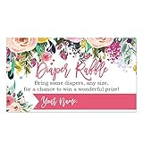 Floral Diaper Raffle Cards for a Baby Shower - 50 Count