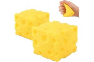 2 PCS Cheese Squishy, Jumbo Squishy Cheese Block, Giant Slow Rising Yellow Big Toymendous Squeeze Cheese Cube for Stress Reli