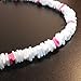 Green Nipa Hut Hawaiian White and Pink Square Cut Puka Shell Necklace with Lobster Lock