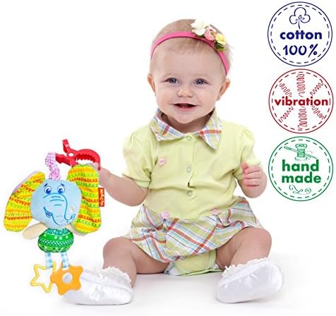 Vibration Infant Toys - Baby Stroller Toy - Hanging Toys for Babies - Infant Car Seat Toys with Teethers and Universal Clip
