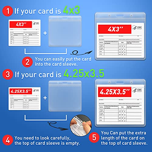 Houselog CDC Vaccination Card Protector 4.25 X 3.5 Inches,Vaccine Cards Cover Immunization Record Card Holder Clear Vinyl Plastic Sleeve with Waterproof Clip (3PCS)
