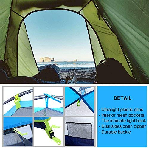Weanas Professional Backpacking Tent 2 3 4 Person 3 Season Weatherproof Double Layer Large Space Aluminum Rod for Outdoor Family Camping Hunting Hiking Adventure Travel (Azure, 2-3 Person)