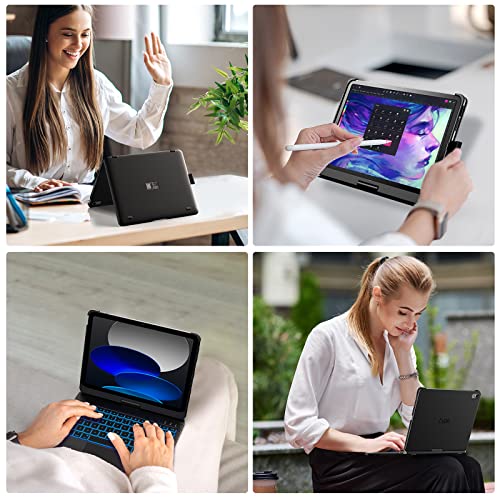 typecase Touch Keyboard Case for iPad A16 (11th Gen, 2025) & 10th Gen(10.9", 2022) - Multi-Touch Trackpad, 360° Rotatable, 11 Color Backlight, Thin & Light, Black