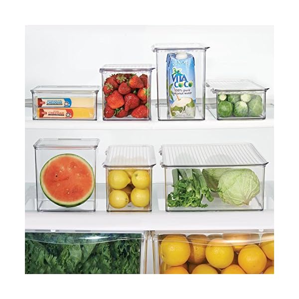 InterDesign-67230-CabinetKitchen-Binz-Stackable-Storage-Container-Plastic-Storage-Boxes-Clear-Medium iDesign 67230 Cabinet/Kitchen Binz Stackable Storage Container, Plastic Storage Boxes, Clear, Medium, 14 x 17 x 12.5 cm