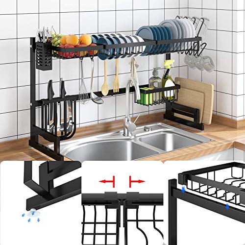 Apsan Over The Sink Dish Drying Rack, 2 Tier Adjustable Dish Rack and