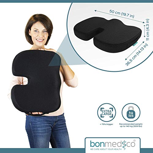 bonmedico XLarge Orthopedic Seat Cushion, Home Office NonSlip
