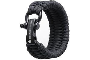 The Friendly Swede Trilobite Extra Thick Paracord Bracelet with Stainless Steel Black Bow Shackle, Survival Bracelets, Paracord Bracelets for Men - Adjustable Size