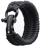 The Friendly Swede Trilobite Extra Beefy 500 lb Paracord Survival Bracelet with Stainless Steel Black Bow Shackle, Available in two Adjustable Sizes
