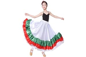 BACKGARDEN Girls Skirt Multicolor Ruffles Long Dance Skirt