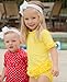 RuffleButts Girls Rash Guard 2-Piece Swimsuit Set - Yellow Polka Dot Bikini with UPF 50+ Sun Protection - 3T