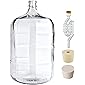 North Mountain Supply 5 Gallon Italian Glass Carboy Fermenting Jug - with Drilled & Undrilled Rubber Stoppers and 6…