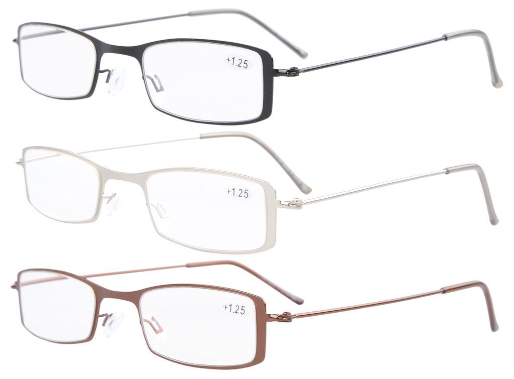 Eyekepper 3-Pack Stainless Steel Frame Half-Eye Style Reading Glasses Readers +2.0 — image 1