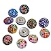 Souarts Mixed Round Polymer Clay Flowers Snap Button Jewelry Charms Pack of 12pcs