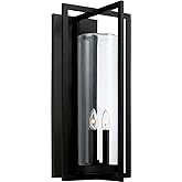Capital Lighting 948231BK Kent Modern Vertical Line Clear Glass Cylinder Outdoor Wall Lantern, 3-Light 180 Total Watts, 25" H