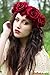 Floral Fall Rose Flower Crown Garland Festival Wedding Hair Wreaths Headbands F-32 (Burgundy)