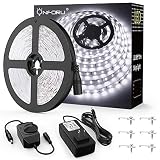 Onforu 33ft LED Strip Light, 10m Dimmable Tape Light, 5000K Daylight White Ribbon Light, 2835 LEDs 12V Flexible Strip Lighting for Mirror, Under Cabinet, Home, Kichen, Bedroom, Non-Waterproof