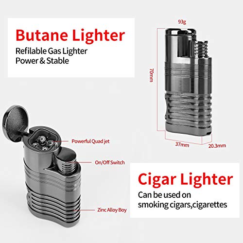 Torch Lighter, Butane Lighter with Punch, 4 Jet Flame Refillable