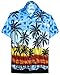LA LEELA Mens Hawaiian Shirts Short Sleeve Button Down Shirt Men's Party Shirts Casual Vacation Tropical Shirts for Men Funny XXL Island View Blue