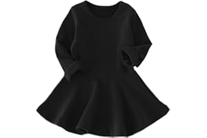 BGIRNUK Girls' Baby Dress Infant Toddler Girl Ruffles Long Sleeves Cotton Dress