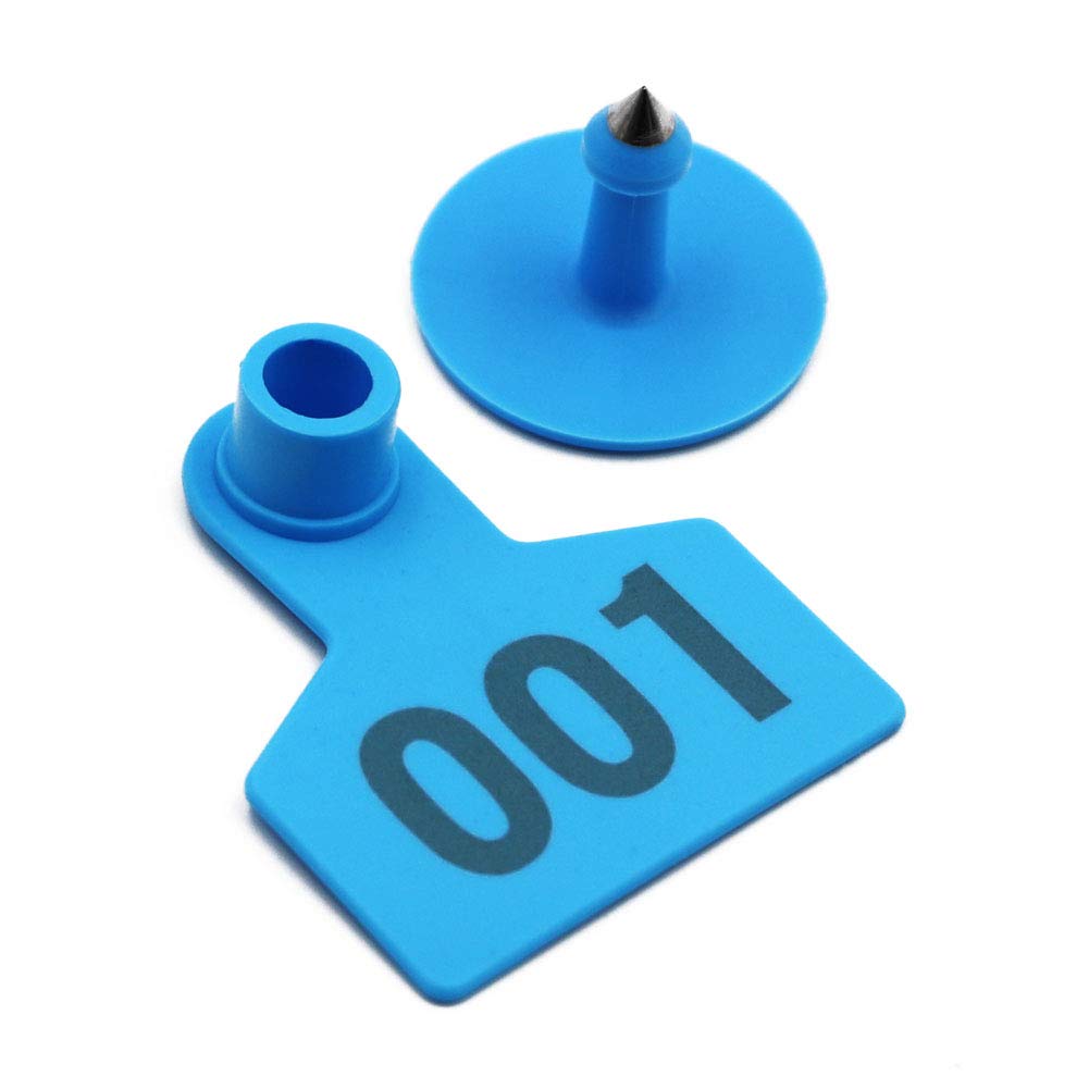 M.Z.A livestock identification Numbered Ear tags for Goats Pigs Hogs Cows Cattle Calf Farm Blue Tags TPU Pig Ear Tags Pack of 100 (Blue)