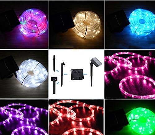 100 LEDs Solar Rope String Lights,WONFAST Waterproof 39ft/12M Copper Wire Outdoor Tube Fairy String Lights for Christmas Garden Yard Path Fence Tree Backyard (Purple) - Thumbnail 6