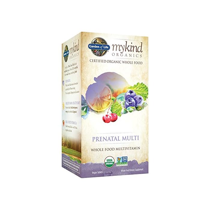 Garden of Life Organic Prenatal Multivitamin Supplement with Folate - mykind Whole Food Prenatal Vitamin