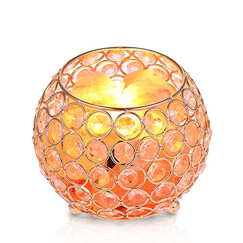 Himalayan Rock Salt Lamp Crystals 15W Spare Bulb with Bowl Base Dimmer Switch Bedside Table Lamps Tomshine