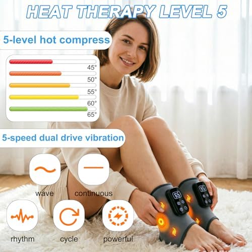 Massaggiatore per piedi, massaggiatore elettrico senza fili per dolore e circolazione, massaggiatore per piedi 3 in 1 con batteria da 2000 mAh, 6 livelli di calore fino a 65 °C, regalo perfetto per il