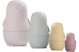 OESSUF Nesting Dolls | Russian Silicone Nesting Dolls for Toddlers | Easter Toys Matryoshka Doll Montessori Educational Toy | Penguin Stacking Nesting Doll Toys | Gift for Kids 3 Years Up
