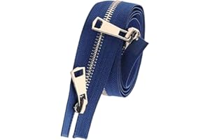 Tolospace #5 Two Way Separating Metal Zippers for Sewing, Open-End Double Sliders Replacement Zips for Bags Garment DIY Tailo