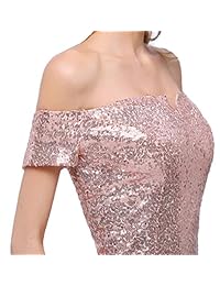 Miel qiao Mujer Lentejuelas Vestidos De Dama De Sirena larga de hombro Off de la graduación vestido de noche