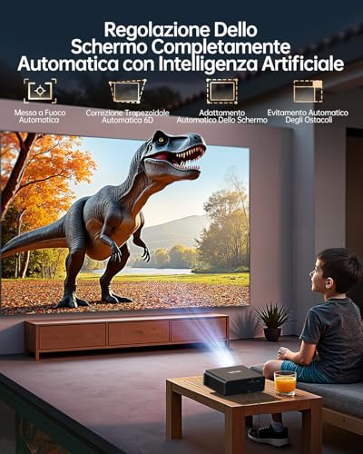 4K Projector [Compatible with Netflix/Dolby]1000 ANSI Auto Image Adjustment AI Portable Projector for Smart Home Theater and Outdoor WiFi 6 Two-way Bluetooth 5.3 Video Projector TOPTRO A1