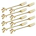 Turbokey Appetizer Cake Fruit Forks Set of 8,Gold Leaf Cocktail Picks 4.7 Inches Tasting Dessert Forks Kitchen Accessory Wedding Party (8 Forks-Gold)