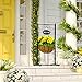Sorbus Welcome Planter Basket Stand with Coco Liner, Stylish Flower, Plant, and Outdoor Décor for Home, Garden, Patio, Deck, Black Metal