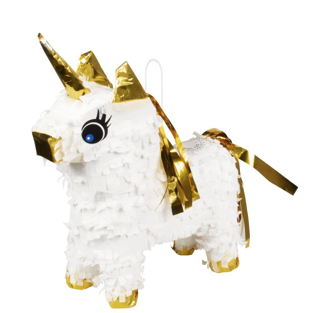 Boland 30976 Mini Pinata Unicorn, Size 21 x 17 cm, Cardboard, Party Game, Animal, Gift, Children's Birthday Party, Decoration, Grey, White