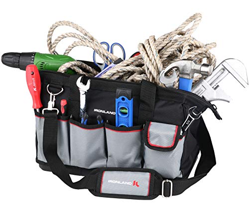 16 inch Tool Bag Wide Mouth with Multi-Compartment Pockets, Organizer Bag with Adjustable Shoulder Strap