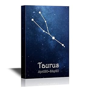 12 Zodiac Signs Constellation Canvas Wall Art - Taurus - Gallery Wrap Modern Home Art | Ready to Hang - 12x18 inches