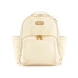Itzy Ritzy Mini Diaper Bag Backpack – Chic, Compact Mini Plus Backpack with Changing Pad, 10 Pockets (6 Internal, 4 External), Grab-Top Handle & Rubber Feet (Milk & Honey)
