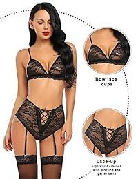 Conjunto de lencería, de Avidlove, para mujer, de encaje, sostén y tanga