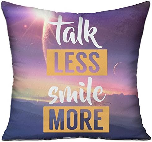 NEWTHREE Talk Less Smile More Cotton Pillow Double-Sided 1818 Inch (Including Pillow)