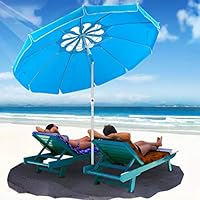 MOVTOTOP 6.5ft Beach Umbrella with Tilt Aluminum Pole and UPF 100+, Flower Vents Design and Portable Sun Shelter for Sand and Outdoor Activities