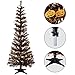 Black Tinsel Trees Collapsible, 5FT Artificial Halloween Christmas Tree Reusable, Pop Up Pencil Xmas Tree with Plastic Stand Outdoor Indoor for Home Decoration, Office, Party, Apartment, Fireplace