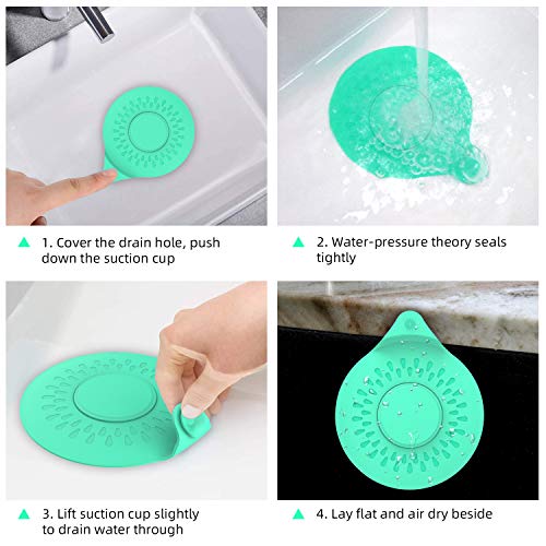SUDISER Tub Stopper 2 Pack, Silicone Bathtub Drain Stopper Flat Suction Cover Tub Stopper Drain Stopper Plug Sinks Hair Stopper for 1-1/2-4in Bathroom, Laundry, Kitchen Universal Use