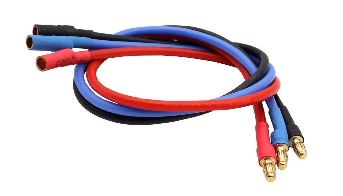 YUNIQUE GREEN-CLEAN-POWER - Extension Cable 16AWG 30cm Banana 3.5mm | Solid Connector for RC Cars, Boats, RC Helicopters, Lipo Battery Silicone Wire, Multicolor, PVC