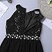 iEFiEL Girls Halter Lace Chiffon Flower Wedding Bridesmaid Dress Junior Ball Gown Formal Party Pageant Maxi Dress Black Floor Length 10