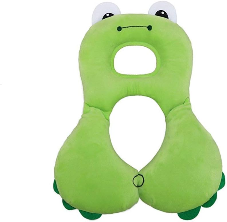 Baby Headrest & Neck Support Pillow, Infant Comfortable Stroller Head Support Travel Car Seat Pillow (Green Frog)