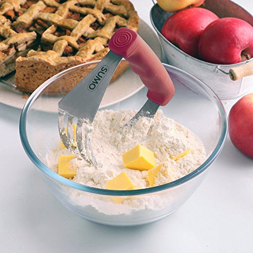 SUMO Dough Blender: Sturdy Heavy Duty Pastry Cutter - Sharp Blades - Comfortable Finger-Contoured Grip - Dishwasher Safe [Red] - Thumbnail 4